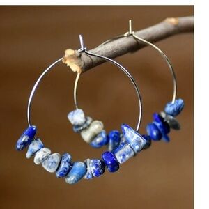 NEW! Boho lapis lazuli hoops
